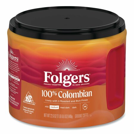 FOLGERS Columbian Coffee, 22.6 oz Canister 30445